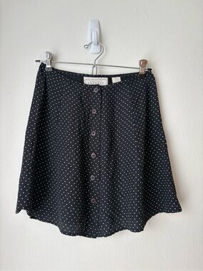 Express Black Skater Skirt with White Polka Dots